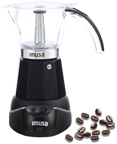 IMUSA 6 or 3 Cup Electric Espresso Maker Black Coffee Machine for Cuban Coffee, Moka and Espresso Drinks