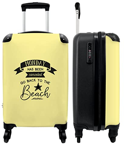 NoBoringSuitcases.com® Valigia Trolley Bagaglio a mano Valigia piccola con 4 ruote - Proverbi - Estate - Il lunedì è stato annullato torna al mare - Vacanze - Giallo - Trolley da viaggio