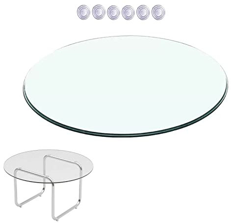 WORDFUN 80/85/90cm Runde Tischplatte Aus Gehärtetem TransparentGlas, Rund Tischplatte Glasplatte, Tisch Glasscheibe Für Couchtisch Esstisch, Kaminglas DIY Tisch, Sicherheitsglas Dicke 7mm