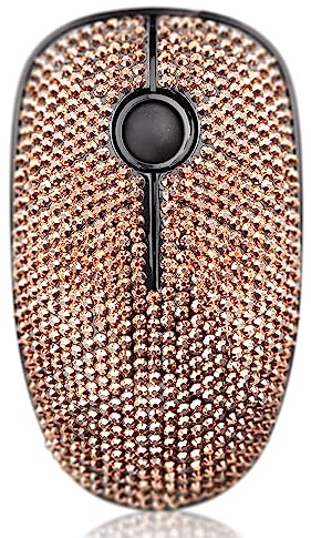 Lussuoso mouse wireless ultrasottile e silenzioso con strass, 2,4 G, con nano ricevitore 1600 DPI, controllo preciso per notebook, computer, laptop, MacBook e Chromebook, oro rosa