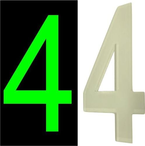3D Acrylic Luminous House Door Numbers Glow in the Dark Stick On Self Adhesive Home Signs Hotel Office Appartments Mailbox Outdoor 6cm (Number - 4)