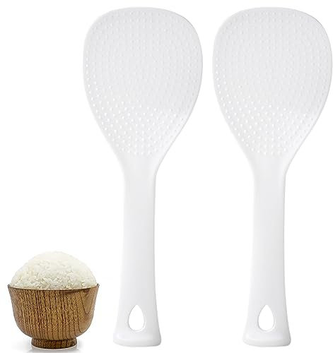 TULEBOLIAN 2 cucharas de arroz verticales, plástico antiadherente, cocina, restaurante, color blanco