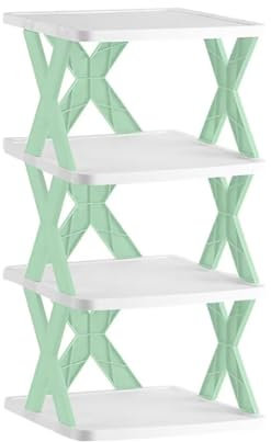 Tielag Schuhregal mit 3 Ebenen. Schuhschrank Schmal, Stapelbar Schuhablage, Schuhaufbewahrung, Schuh-Organizer für High Heels, Sportschuhe, Grün