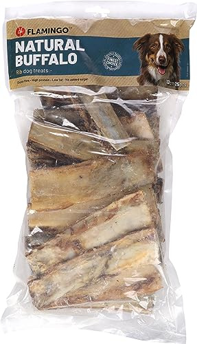 Flamingo Leckerli Hund – Natur Büffelrippe – 12cm – 1720g – naturbelassen – kräftiger Kauartikel