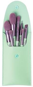Neve Cosmetics set di 8 pennelli da viaggio in pratica pochette verde menta | Pastel Pop