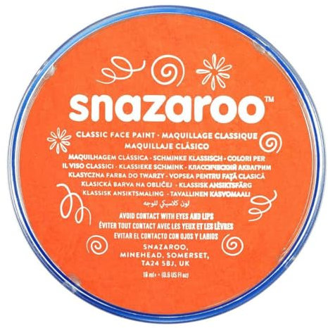 SK INFINITY | Classic Face and Body Paint 18 ml Professional Water Based, Single Cake Makeup Supplies for Adults, Kids (Classic Orange)