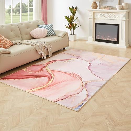 Tappeti Design Teppiche Großes Wohnzimmer 200 x 300 cm, Kurzflor Teppich Sahnepulver Goldener Minimalistischer Stil Teppiche Schlafzimmer, Flur, Esszimmer