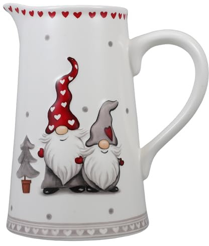 BESTonZON Pichet De Noël Pichet À Boisson En Céramique De Pichet De Service Festif Motif Gnome Pichet À Lait Bouilloire À Eau Froide Carafe Avec Poignée Pour Cocktails Eau Jus