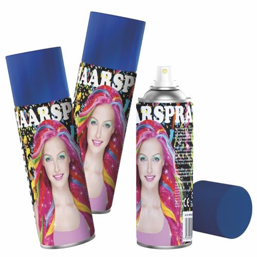 Haarspray metallic mit Farbe Haarschmuck 250ml Hairspray Color (3x BLAU)