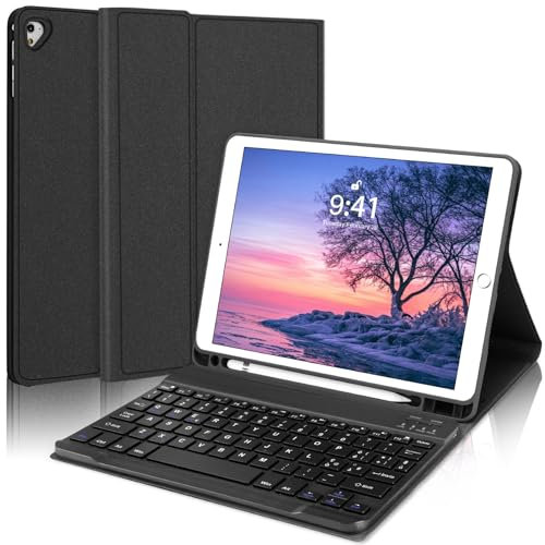 Cover iPad 6 Generazione con Tastiera, Custodia Tastiera per iPad 6a/5a Gen & iPad Pro 9.7 & iPad Air 2/1, Tastiera Tablet Italiana Magnetico Rimovibile, Cover iPad 9.7 con Porta Penna, Nero
