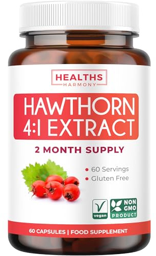 Super Potent Hawthorn Berry Capsules - Hawthorn Berry 4:1 Extract (Berries) 665mg Supplement Made from Concentrate to Support Heart and Digestive Health - Vegan Non-GMO & Gluten Free (2 Month Supply)