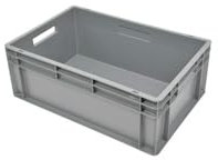 METRO Professional Eurobox, PP, 60 x 40 x 24 cm, 47 L, 25 kg, stapelbar, mit Handgriff, grau (47 L)