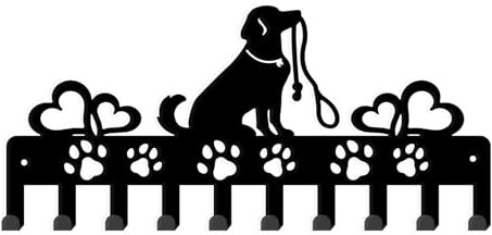 SUPERDANT Schlüsselbrett Für Hunde Hundefußabdruck Schlüsselhalter Dekorativ 10 Haken Schlüsselleiste Herzform Wandmontage Schlüsselhalter Regenschirmhaken Personalisierter Schlüsselaufhänger