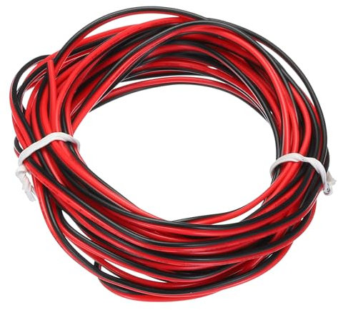 QUARKZMAN 26 AWG 2-adriges paralleles PVC-Kabel, 14,8 Fuß lang, 0,06 Durchmesser, rot schwarz, flexibles 26 AWG Verlängerungskabel 300V für LED RGB Kabel, interne Verkabelung
