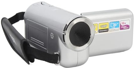 Annadue Videocamera, Videocamera 1080P HD 16MP con Schermo TFT a Colori da 2,0 Pollici, Fotocamera per con Zoom Digitale 16X per Viaggi su YouTube (SILVER)