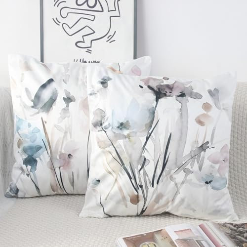 NIULAA Samt Kissenbezug 40x40 2er Set Blumen Deko Kissenbezüge Sofakissen Moderne Dekokissen Kissenhüllen Aesthetic Couchkissen Set Kuschelkissen Quadratisch Kissenhülle Zierkissen