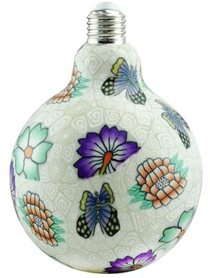 X4-LIFE LED-Porzellankugel mit E27-Fassung mit verschiedenen Mustern (Schmetterling)