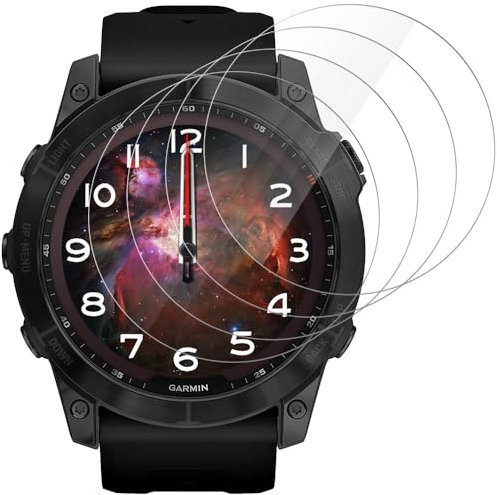Beukei Panzer Schutz Glas für Garmin Fenix 7/7 Solar/7 Sapphire Solar, 4 Stück Schutzfolie[Fingerabdruck kompatibel][9H Härte] Panzerfolie