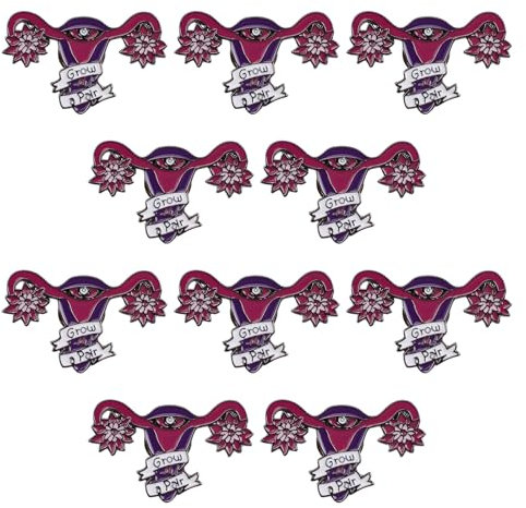 WANDIC 10Pcs Epingles en émail en forme d'utérus, Utérus Ovaire Badge Femme Organe Symbole Médical Broche Epingles Bijoux Cadeau pour Infirmière Médecin Décoration Féministe