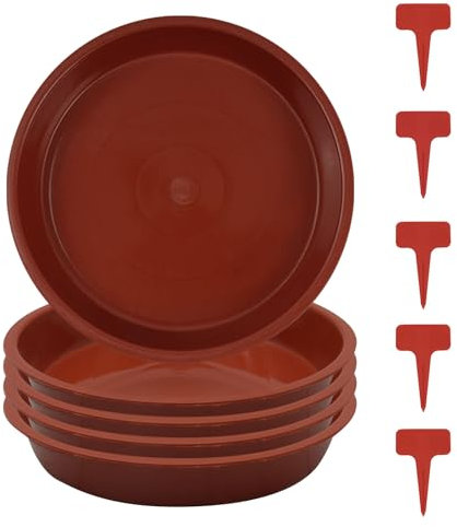 FANWINKJ 5pcs Plant Saucers, Plant Pot Saucers, Plastic Plant Saucer, Garden Saucers Trays, Round Plant Trays for Indoor/Outdoor Prevent Water Leakage(Red,14cm)
