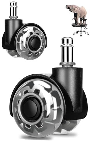 2 Rotelle per Sedie Set da Ufficio, 11X 22MM Ruote per Mobili, Gomma Morbida Roller Design a Doppia Ruota, Rotelle Silenziosa e Senza Graffi per Pavimenti Duri, Facile installazione senza attrezzi