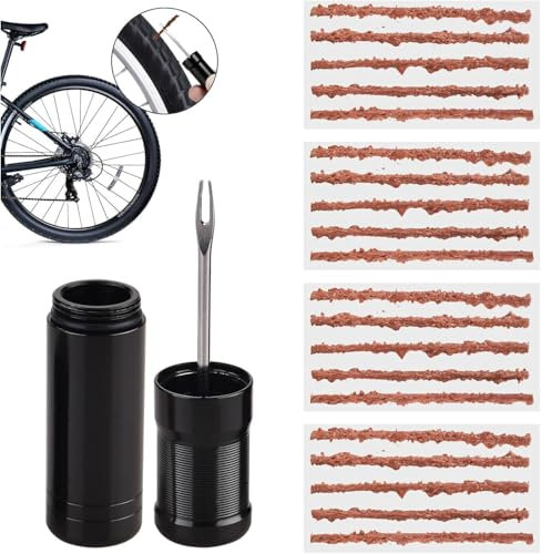 Bkemkri 21 Pièces Kit Réparation Tubeless VTT, Outil de Crevaison de Pneu de Vélo avec 20 Pièces de Bacon et Alésoir de Réparation de Pneu Professionnel, Compatible avec VTT et Vélos de Route