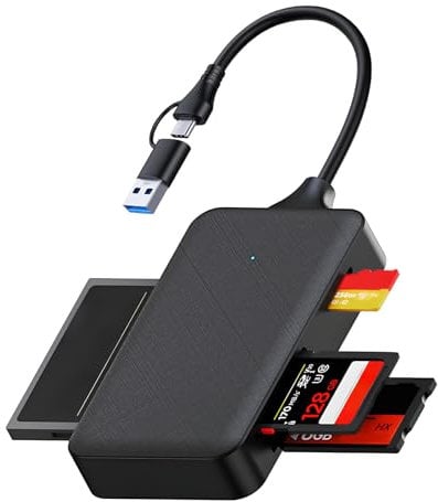 Oblinple 4 in 1 Lettore Schede SD USB 3.0, Adattatore Micro SD USB C, Memory Card Reader TF MS CF MMC UHS-I Compact Flash, Multi Porta Adapter Scheda Memoria per PC MacBook Pro, Windows MacOS Android