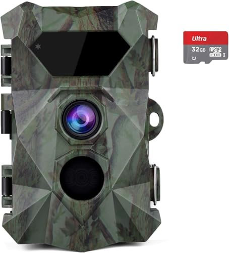 abask Wildkamera, 4K 48MP Wildtierkamera mit Bewegungsmelder Nachtsicht, 0,1s Auslösegeschwindigkeit, 46pcs 850NM Low Glow Infrarot Wildkamera, IP66 Wasserdichtmit 32GB Speicherkarte