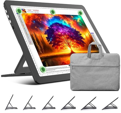 TOHETO A3 Leuchttisch mit Ständer & Tasche für Diamantmalerei, Wiederaufladbares Ultraheller Leuchtkasten zum Zeichnen, Aufladbar Licht Pad zum Nachzeichnen, Kabelloses Lichttafel zum Skizzieren Black
