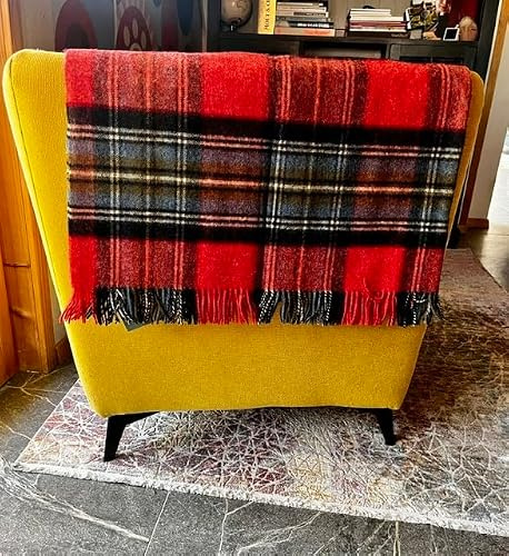 Bronte by Moon hochwertige Wolldecke - Kuscheldecke - Premium Wohndecke aus 100% Shetland-Wolle, Design klassischen Karomuster, hergestellt in Großbritannien. 185x140cm