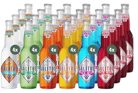 SALITOS MIX SET, 24 × 0,33l Glas Mehrwegflaschen, 6 Sorten je 4 (ICE, BLUE, PINK, MOJITO, SUNRISE, SPRITZ) – Perfekt für einen Abend mit seinen Freunden