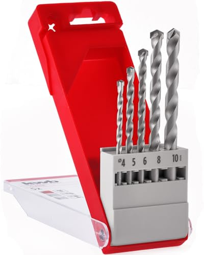 kwb Forets Béton 5 pcs (4–10 mm, Acier C45, Hélice fraisée, Pointe carbure, Pour pierre/béton, Compatibles machines)