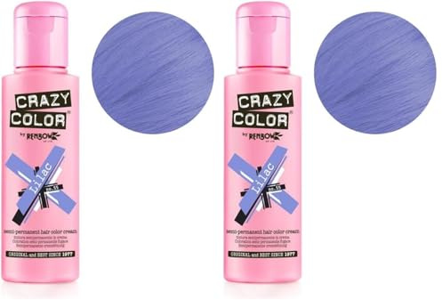 Renbow Crazy Color Semi Permanent Hair Color Cream Lilac No.55 100ml (Pack of 2)