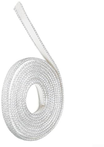 Minflora Guarnizione per stufa a pellet, in fibra di vetro, corda piatta, 15 x 3 mm, resistente alle alte temperature, bianco, diverse lunghezze, per la riparazione di forni, caldaie, camini e forni