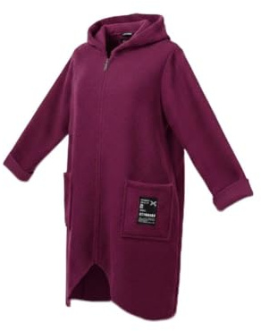 simaranda Damen Sweatjacke Made in Italy mit Kapuze Lange Übergangsjacke & Kurzmantel Cardigan mit Reißverschluss Bequeme Grobstrick Freizeitjacke 29503