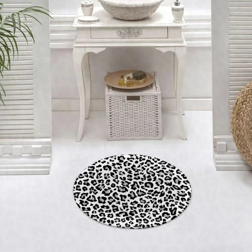 DALEXHM Badteppich rutschfeste,weicher Badezimmerteppich Wasserabsorbierend Badematte Badvorleger für Dusche,Schwarz-weißer Leopard, monochromer Leopard – inspirierende Design-, Mode- und Sch,60x60cm