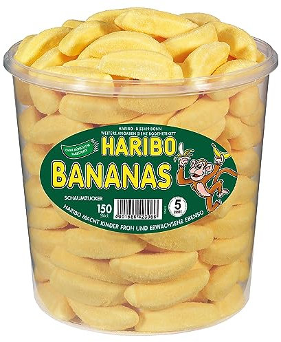 Haribo Bananas, 150 pièces, 1050g Barquette hermétique