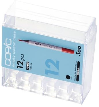 Copic Ciao, Empty Plastic Case, Acryl-Display für 12 Twin Marker mit Einer mittelbreiten und Einer Brush-Spitze