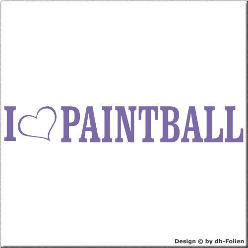 cartattoo4you® AL-00872 | I Love (als Herz) Paintball | Autoaufkleber Aufkleber Farbe Lavendel, in 24 Farben erhältlich, glänzend 20 x 3 cm Waschstrassenfest, Motiv Copyright by dh-Folien