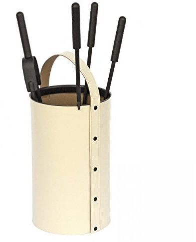 Kamin Besteck regeneriertes Leder beige inkl. Besteckteile