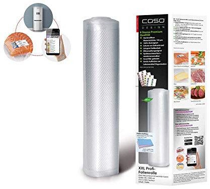 CASO 8 Sterne Profi- Folienrollen 40x1000 cm / 1 Rolle, Vakuumierbeutel für alle Vakuumierer, sehr stark & reißfest ca. 150µm, Vakuumbeutel Lebensmittel Vakuumiergerät, Sous Vide, BPA-frei