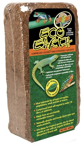 Zoo Med Eco Earth Compressed Coconut Fiber Substrate Reptiles 1 Brick - 3 Pack