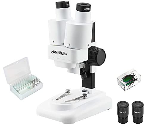 Aomekie Mikroskop für Kinder 3D Stereomikroskop 20x 40X Vergrößerung mit Objektträger Insektenprobe LED Auflichtbeleuchtung