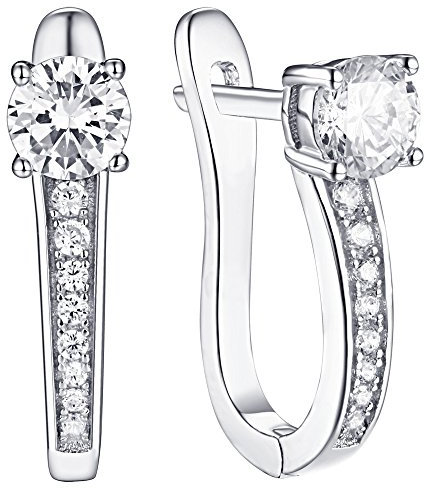 JO WISDOM Creolen Ohrringe Hängende Ovale Silber 925 Damen mit 3A Zirkonia April Geburtsstein,Schmuck für Frauen