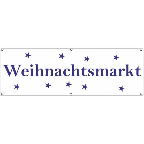 Indigos UG - Plane wasserdicht Gerüstplane - p082 - Weihnachtsmarkt - Banner - 200 cm x 67 cm - Baustelle, Garten, Zaun oder Veranstaltung im Sommer - Werbeplane, Werbung
