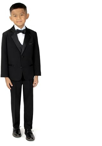 Spring Notion Boys' Classic Fit Tuxedo Suit Set, No Tail, Black 08