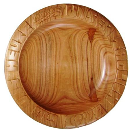 CleanPrince Brotteller Unser tägliches Brot gib uns heute | 33-35 cm | Kirschholz | geschnitzte Brotschale aus Holz