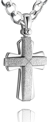 STERLL Herren Silber Halskette Aus 925 Sterlingsilber Mit Kreuzanhänger Und Karabinerverschluss