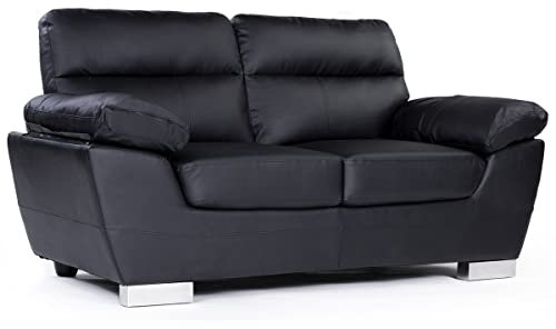habitat et jardin Festes Sofa aus rekonstituiertem Leder und PVC Dallas - 169 x 88 x 90 cm - 2 Sitze - Schwarz