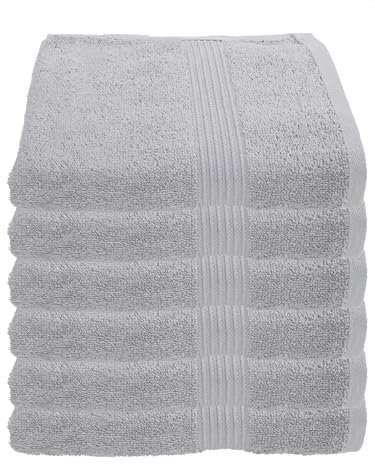 Julie Julsen 6er Pack Handtuch 23 Farben erhältlich weich und saugstark 500gsm Öko Tex 50 x 100 cm Silber